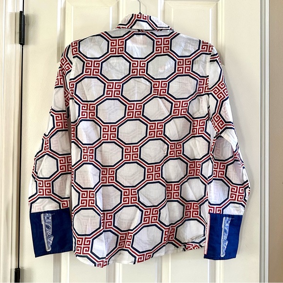 Tizzie Loafers Shirt Button Down Geometric Cotton Shirt - Picture 2 of 11